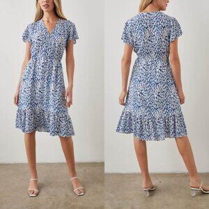 Rail’s Women’s Cobalt Static Leopard Kiki‎ Modest Midi Dress Sz XS